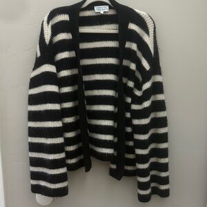 & Other Stories Oversized Black and Cream Striped Cardigan